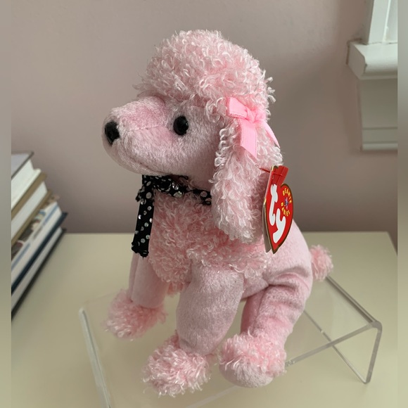Ty Other - NWT Beanie Baby Ty Brigitte Poodle 2000 Retired Vintage Bows Curly Black Pink